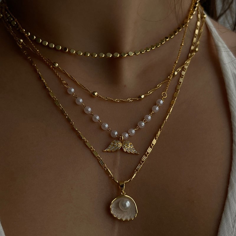 Vintage Mermaid Pearl Shell Necklace