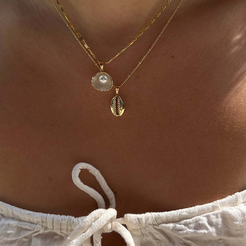 Vintage Mermaid Pearl Shell Necklace