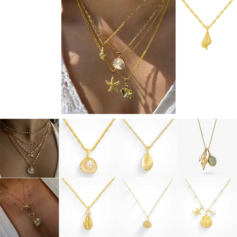 Vintage Mermaid Pearl Shell Necklace