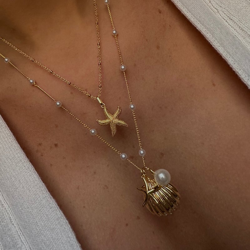 Vintage Mermaid Pearl Shell Necklace