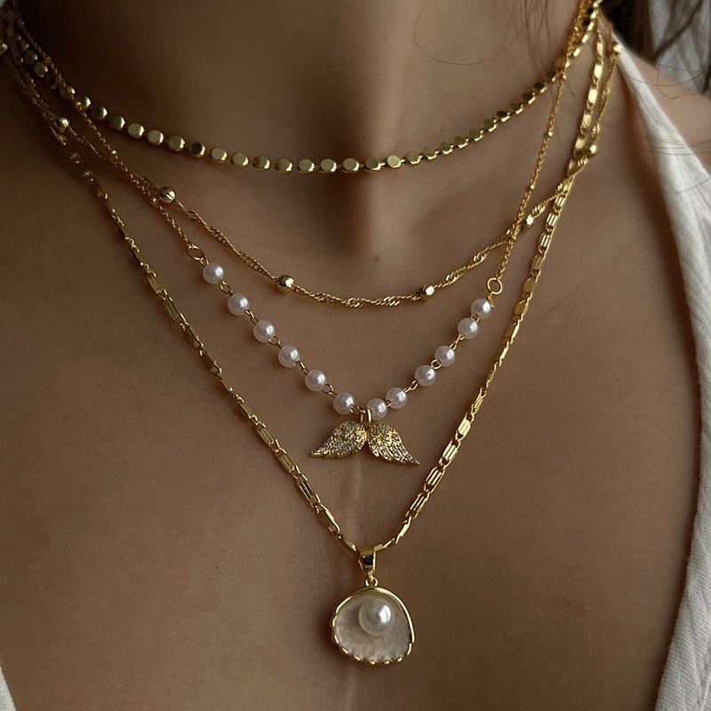 Vintage Mermaid Pearl Shell Necklace