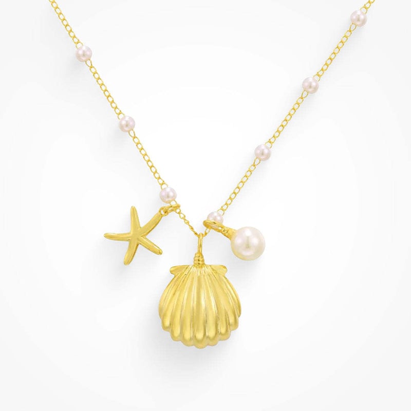 Vintage Mermaid Pearl Shell Necklace